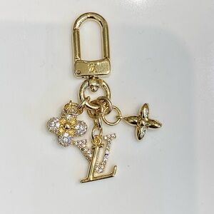 Gold Louis Vuitton Charm Keychain